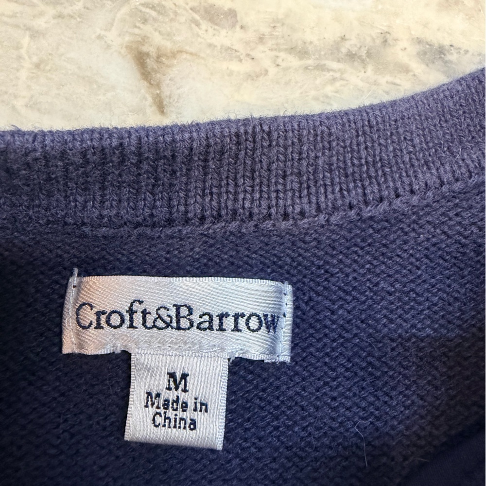 Croft & Barrow Women’s Navy Quilted Zip Jacket Knit Sleeves Size M - Picture 5 of 10